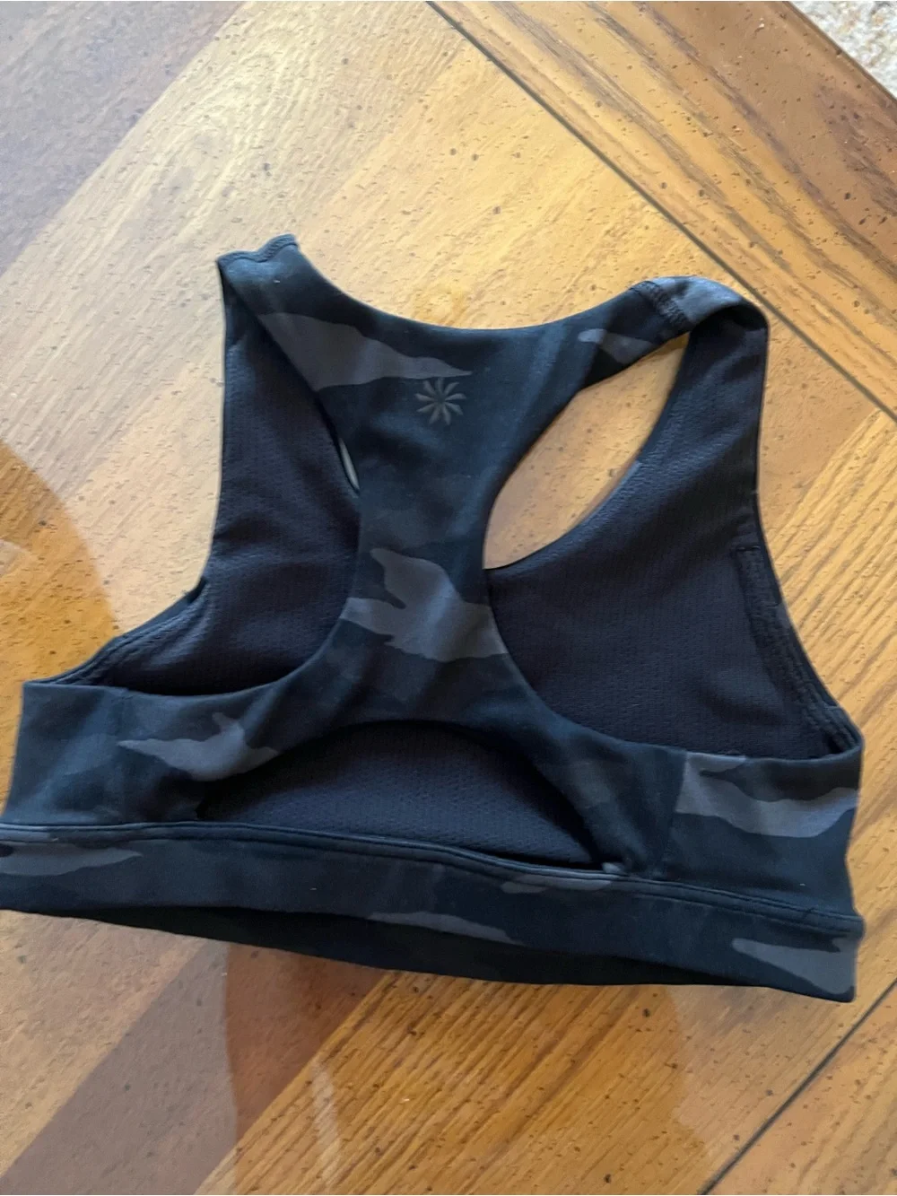 Athleta Girls Black & Charcoal Camo Racerback Swim Top